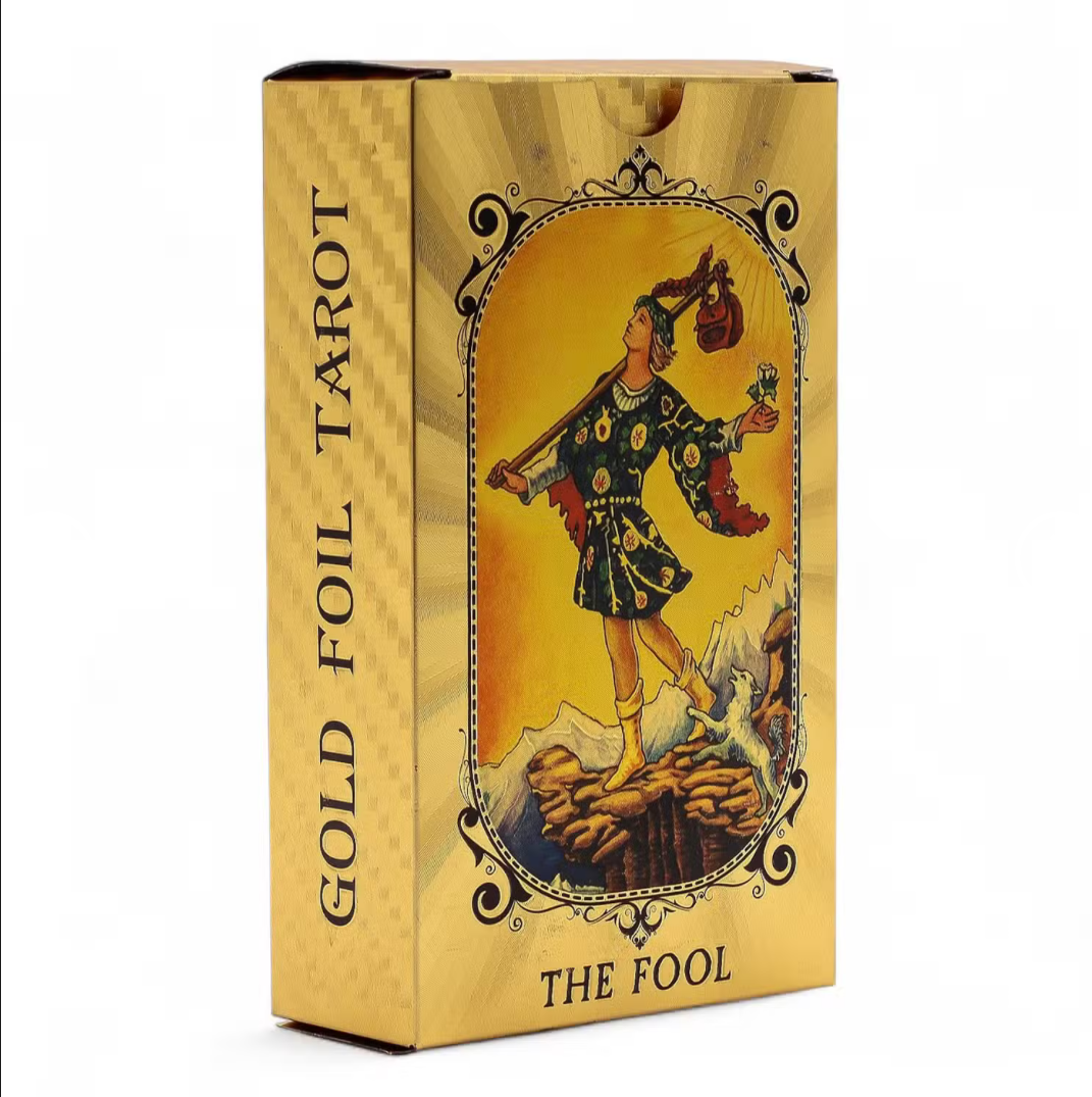 Blue & Gold Foil Tarot Card Set - All Seeing Eye - with booklet